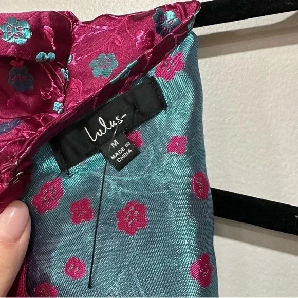 Lulus Always Decadent Magenta Floral Brocade Puff Sleeve Mini Dress Medium - Picture 9 of 12